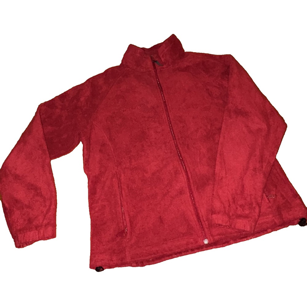 Columbia Men's 1X Red‎ Fleece Jacket Zip Up High Collar Pockets EUC Outdoor Warm